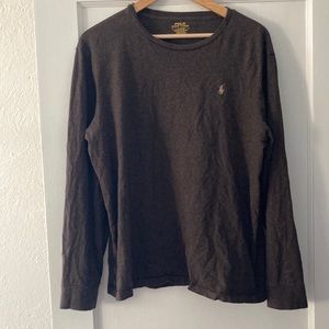 Men’s Polo Ralph Lauren Jersey Long Sleeve T-Shirt. Size Large. Color is Brown.